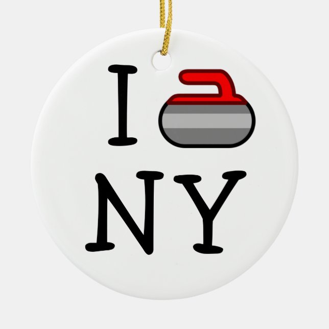 I Curl NY ~Ardsley Curling Club Ceramic Tree Decoration (Front)
