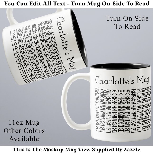 I’d Rather Be Baking & Name 154BW Hidden Message  Two-Tone Coffee Mug (Creator Uploaded)