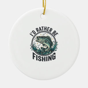I’d Rather Be Fishing Vintage Bass Fisherman T-Shi Ceramic Tree Decoration