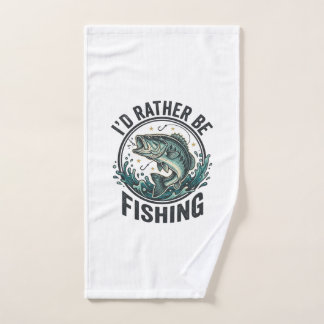 I’d Rather Be Fishing Vintage Bass Fisherman T-Shi Hand Towel