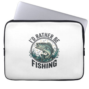 I’d Rather Be Fishing Vintage Bass Fisherman T-Shi Laptop Sleeve