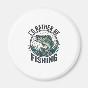 I’d Rather Be Fishing Vintage Bass Fisherman T-Shi Magnet