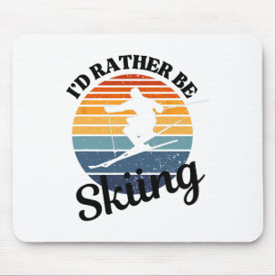 I’d Rather Be Skiing Vintage Sunset - Funny Skiing Mouse Mat