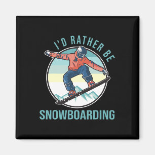 I’d Rather Be Snowboarding Retro Ski Goggles Winte Magnet