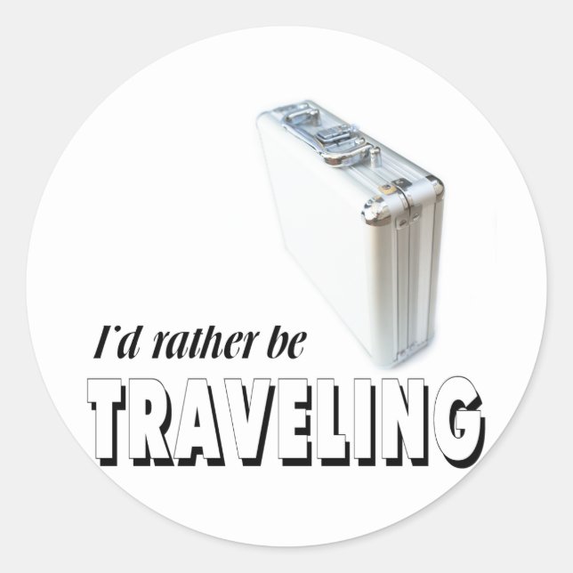 I’d rather be travelling classic round sticker (Front)