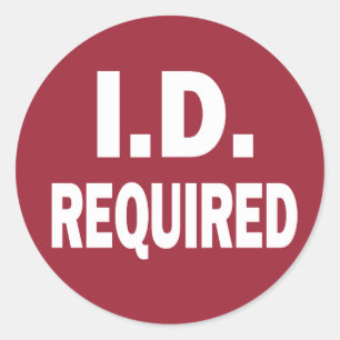 I.D. REQUIRED identification notice sticker