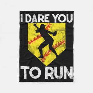 I Dare You To Run Softll Catcher Game Day Vibes So Fleece Blanket