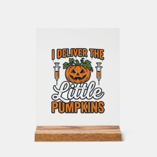 I Deliver The Little Pumpkins Halloween Nurse Shir Acrylic Sign