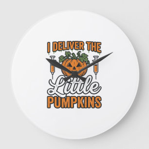 I Deliver The Little Pumpkins Halloween Nurse Shir Large Clock