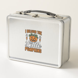 I Deliver The Little Pumpkins Halloween Nurse Shir Metal Lunch Box