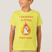 I deserve a pizza right now slogan with angry cat