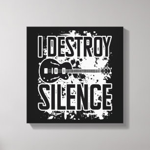 I Destroy Silence Bass Player Funny Guitar Music E Canvas Print