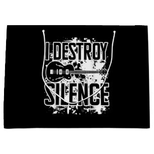 I Destroy Silence Bass Player Funny Guitar Music E Large Gift Bag