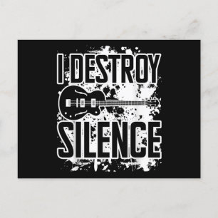 I Destroy Silence Bass Player Funny Guitar Music E Postcard