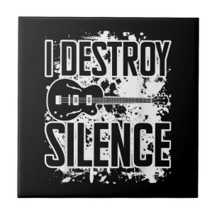 I Destroy Silence Bass Player Funny Guitar Music E Tile