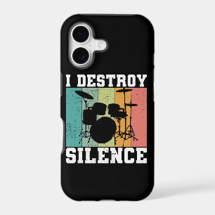 I Destroy Silence Distressed Vintage Drummer Retro