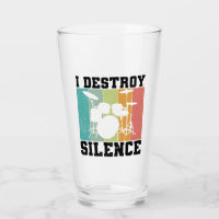 I Destroy Silence Distressed Vintage Drummer Retro