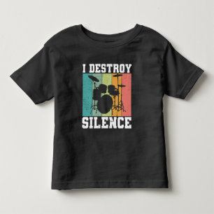 I Destroy Silence Distressed Vintage Drummer Retro Toddler T-Shirt
