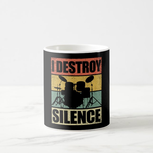 I Destroy Silence | Drums Drummer Gift Coffee Mug (Center)