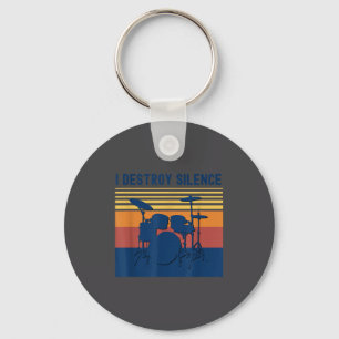 I Destroy Silence Drums Youth Funny Drumming Quote Key Ring