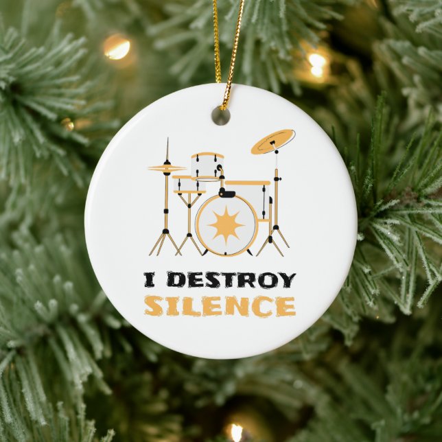 I Destroy Silence Funny Drummer Ceramic Tree Decoration (Tree)