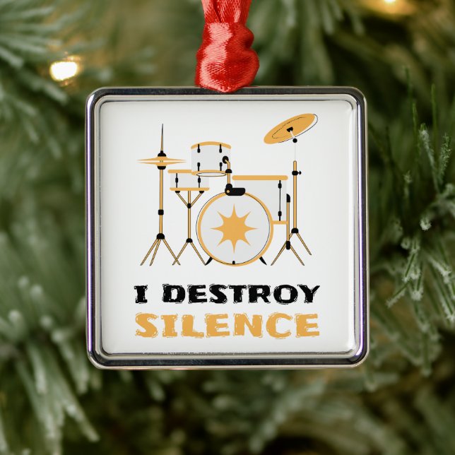 I Destroy Silence Funny Drummer Metal Tree Decoration (Tree)