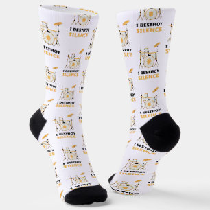 I Destroy Silence Funny Drummer Socks
