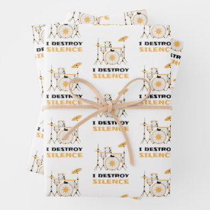 I Destroy Silence Funny Drummer Wrapping Paper Sheet