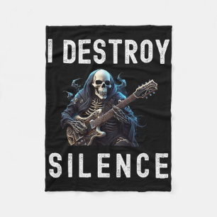 I Destroy Silence Ghost Guitar Funny Guitar Fleece Blanket