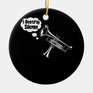 I Destroy Silence Trombonist Trombone Player March Ceramic Tree Decoration