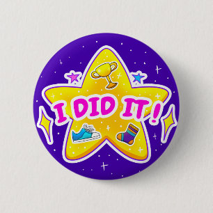 I Did It - 2 1/4" Round Badge - Blue Button