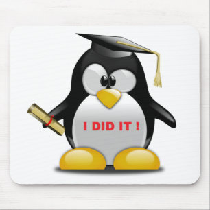 "I DID IT" GRADUATION PENGUIN MOUSE MAT