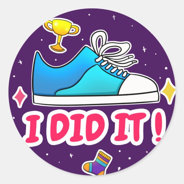 I Did It Purple Classic Round Sticker (Front)