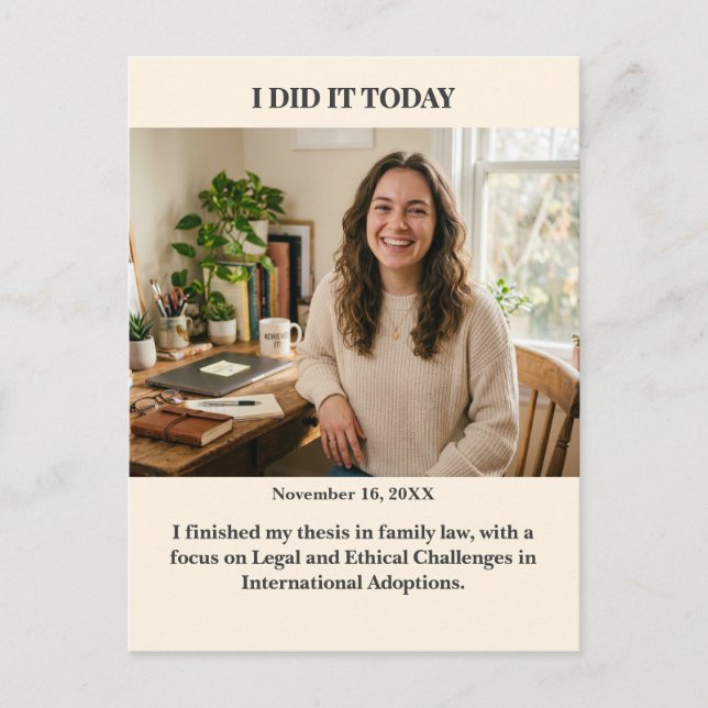 I Did it Today Custom Photo Postcard (Front)