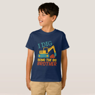 I Dig Being Big Brother Tractor Excavator Cartoon T-Shirt