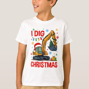 I Dig Christmas Christmas Boy Kid Excavator Cute X T-Shirt