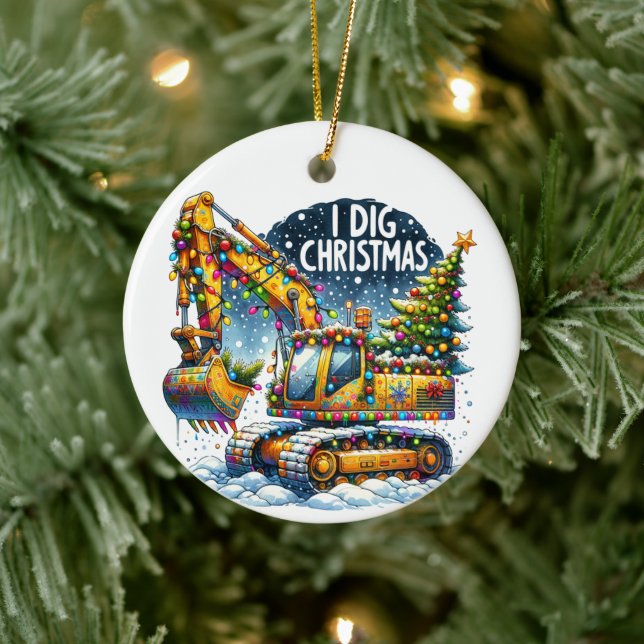 I Dig Christmas Construction  Ceramic Tree Decoration (Tree)