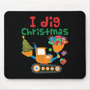 I Dig Christmas Excavator Construction Boys Toddle Mouse Mat