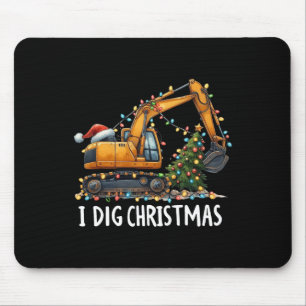 I Dig Christmas Excavator Construction Truck Diggi Mouse Mat