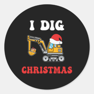 I Dig Christmas Excavator Xmas Pjs Toddler Boys Ki Classic Round Sticker