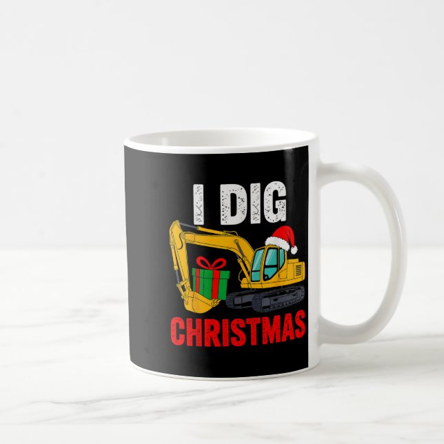 I Dig Christmas Excavator Xmas Pjs Toddler Boys Ki Coffee Mug (Right)
