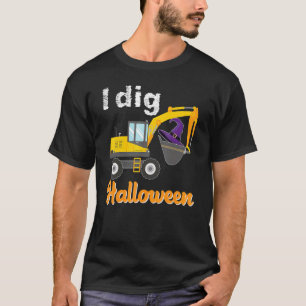 I Dig Halloween Excavator Pumpkin Tractor Truck Cu T-Shirt