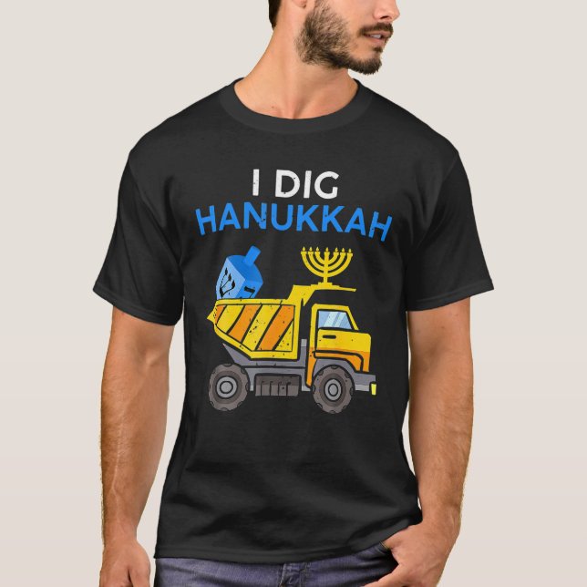 I Dig Hanukkah Bulldozer Construction Toddler T-Shirt (Front)