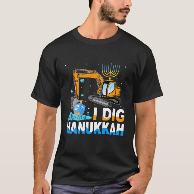 I Dig Hanukkah Excavator Construction Toddler T-Shirt (Front)