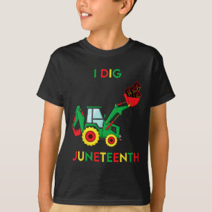 I Dig Juneteenth Fists Tractor Fun Toddler Boys  T-Shirt