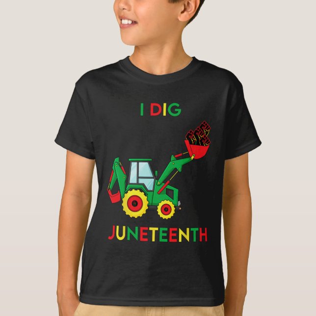 I Dig Juneteenth Fists Tractor Fun Toddler Boys  T-Shirt (Front)
