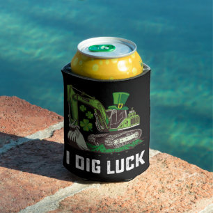 I Dig Luck Excavator St Patrick's Day Irish Can Cooler