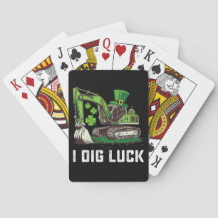 I Dig Luck Excavator St Patrick's Day Irish Playing Cards