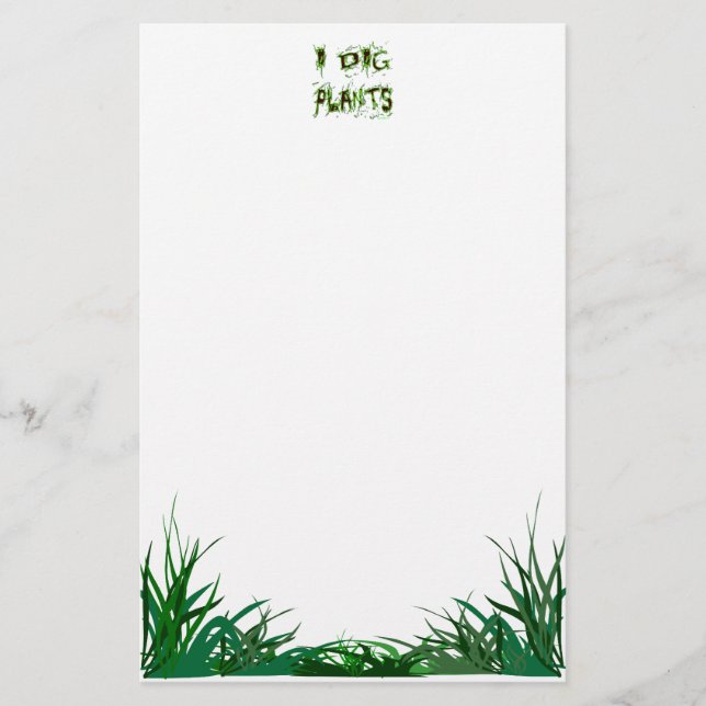 I Dig Plants Gardener Slogan Stationery (Front)