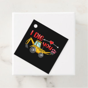 I Dig You Backhoe Valentine Favour Tags